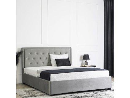 Krevet s prostorom za odlaganje 160 x 200 cm Cros velvet sivi