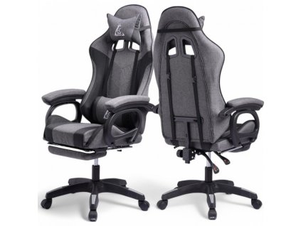 LevelUp siva masažna gaming stolica s osloncem za noge
