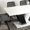 Blagovaonski stol Clark 120 cm crno bijeli sjaj glamur demonstracija