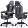 LevelUp siva masažna gaming stolica s osloncem za noge