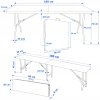 Sklopivi pivski set 180 cm crni dimenzije