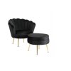 Fotelja s naslonom za noge crni velur Grand