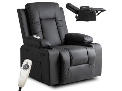 Masszázs fotel fekete eco bőr Box
