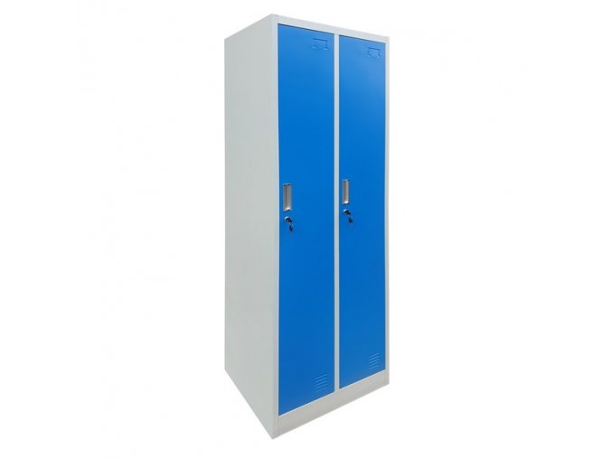 2547 kovova satnikova skrina 180 x 60 x 50 cm 2 boxy seda modre dvere