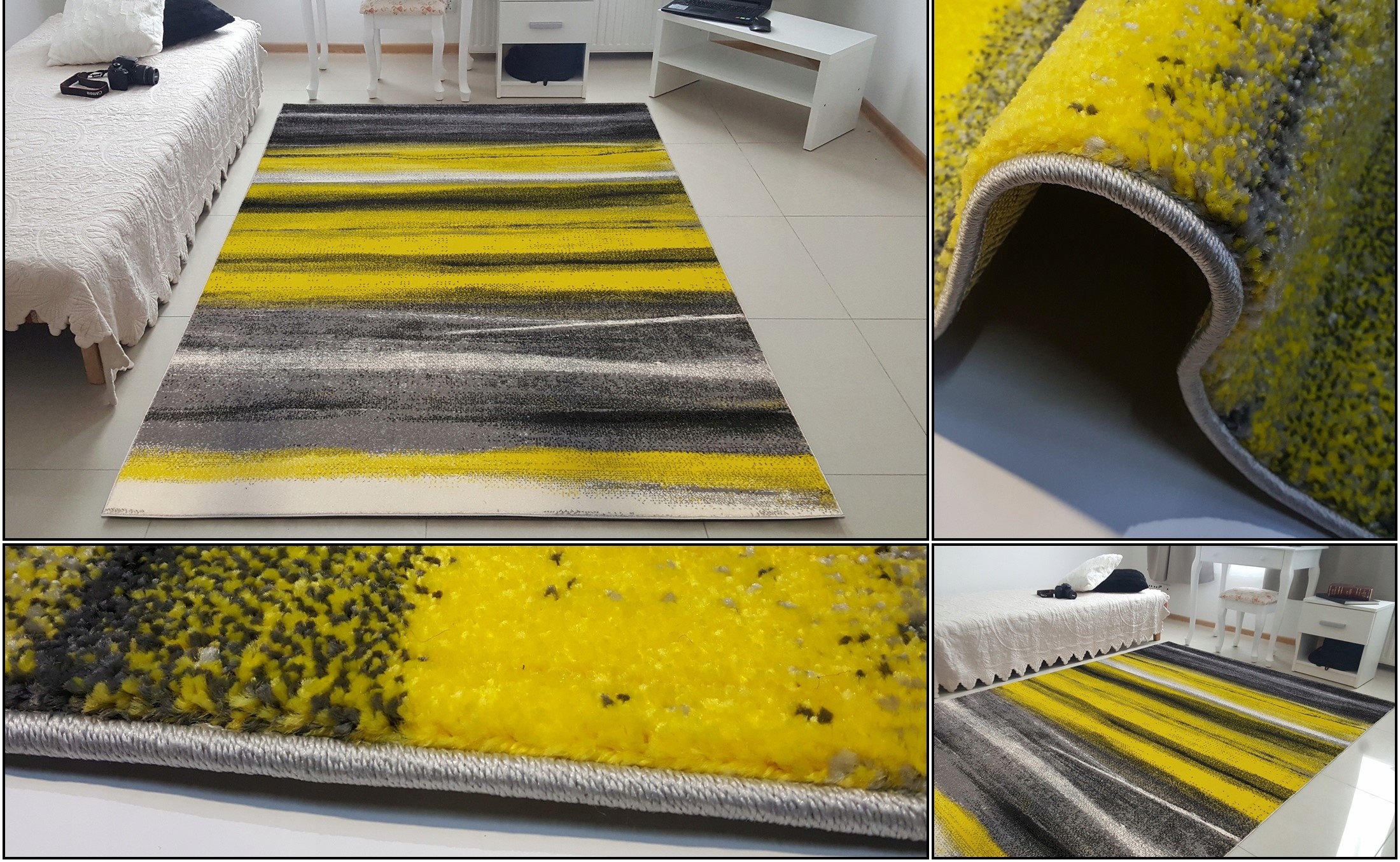 shopJK RÖVID BOLYHOS SUMATRA SZŐNYEG SZÜRKE-SÁRGA C194A - FMF68 Rozmery: 120 x170