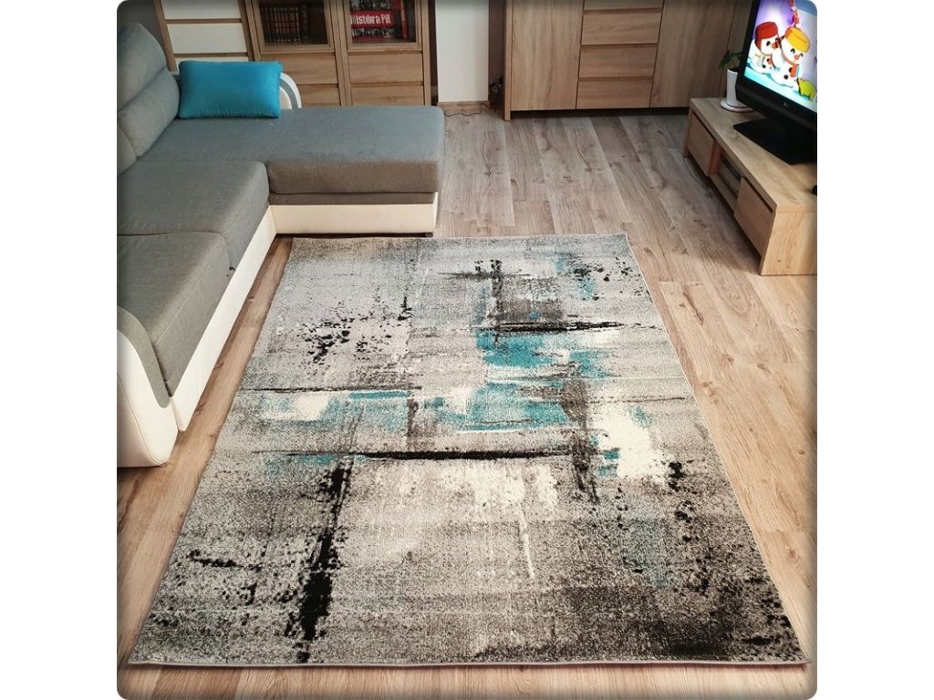 shopJK RÖVID BOLYHOS SUMATRA SZŐNYEG SZÜRKE-KÉK C195A - FMB11 Rozmery: 160 x 220