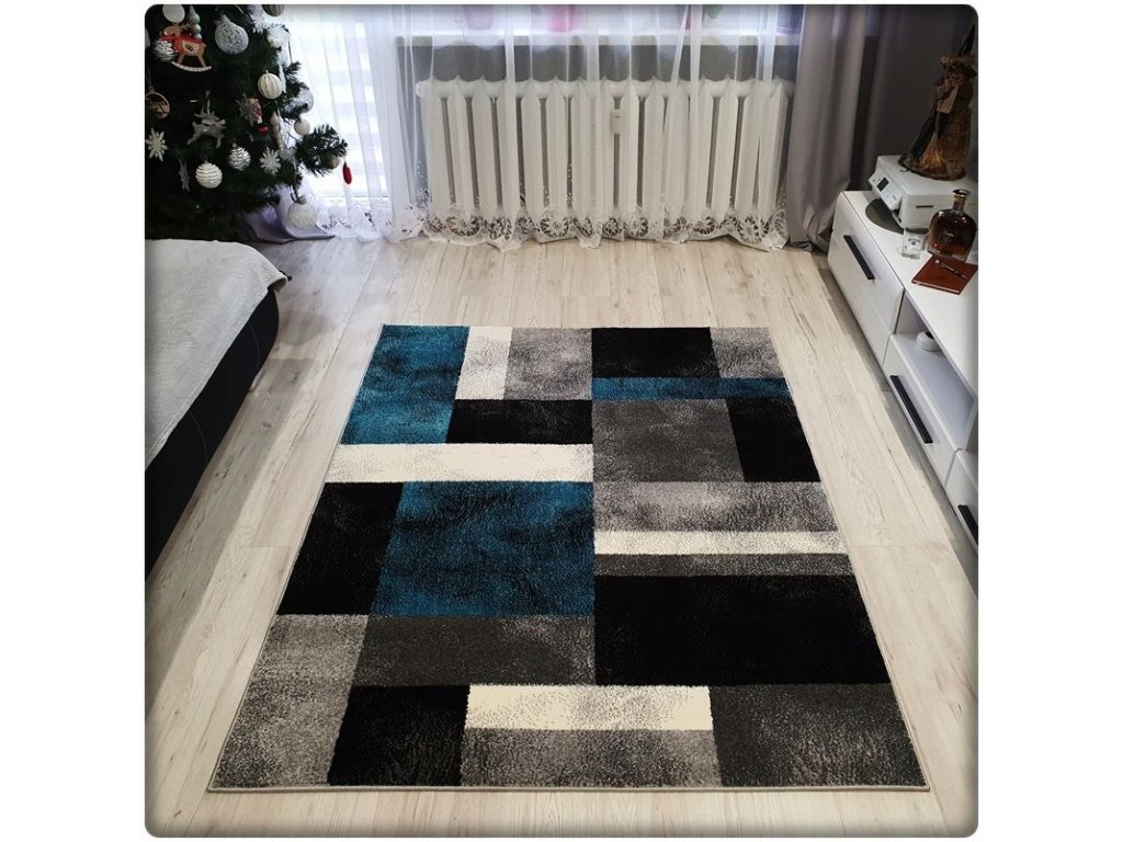shopJK RÖVID BOLYHOS SUMATRA SZŐNYEG SZÜRKE-KÉK E317A - FMB21 Rozmery: 120 x170