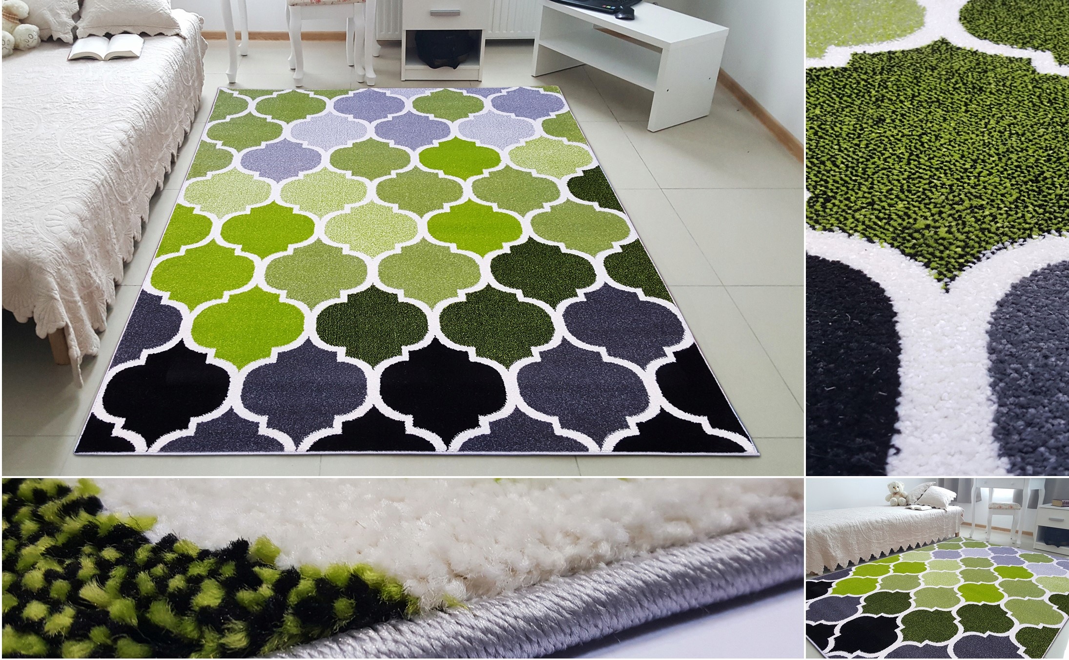 shopJK RÖVID BOLYHOS SUMATRA SZŐNYEG ZÖLD E205A - FMB56 Rozmery: 140 x 190