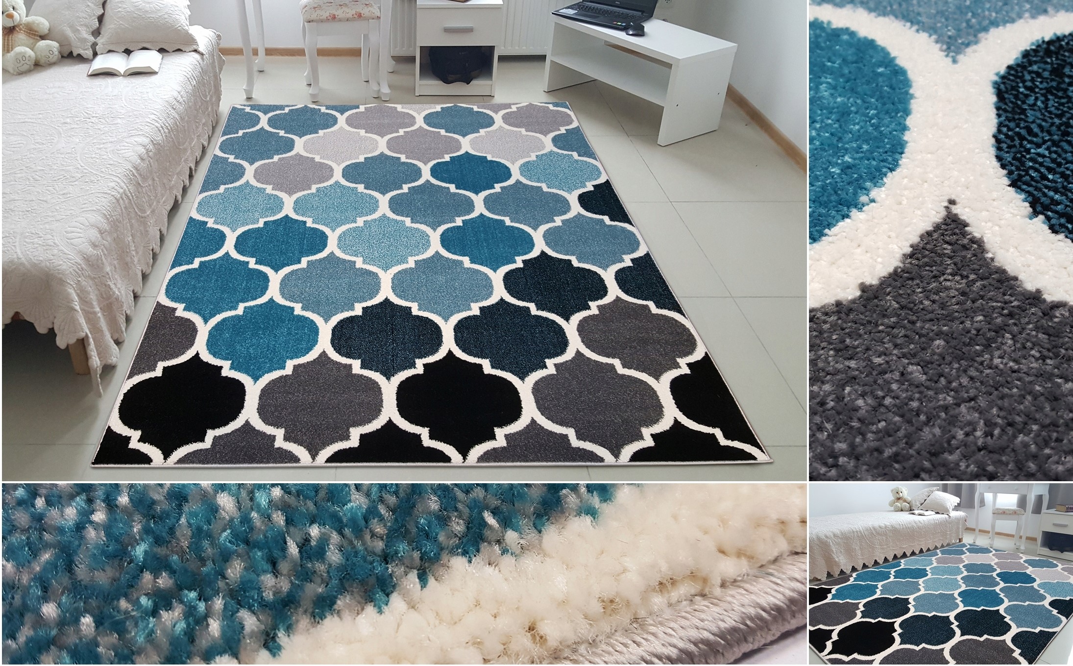 shopJK RÖVID BOLYHOS SZUMATRA SZŐNYEG KÉK E205A - FMB16 Rozmery: 120 x170