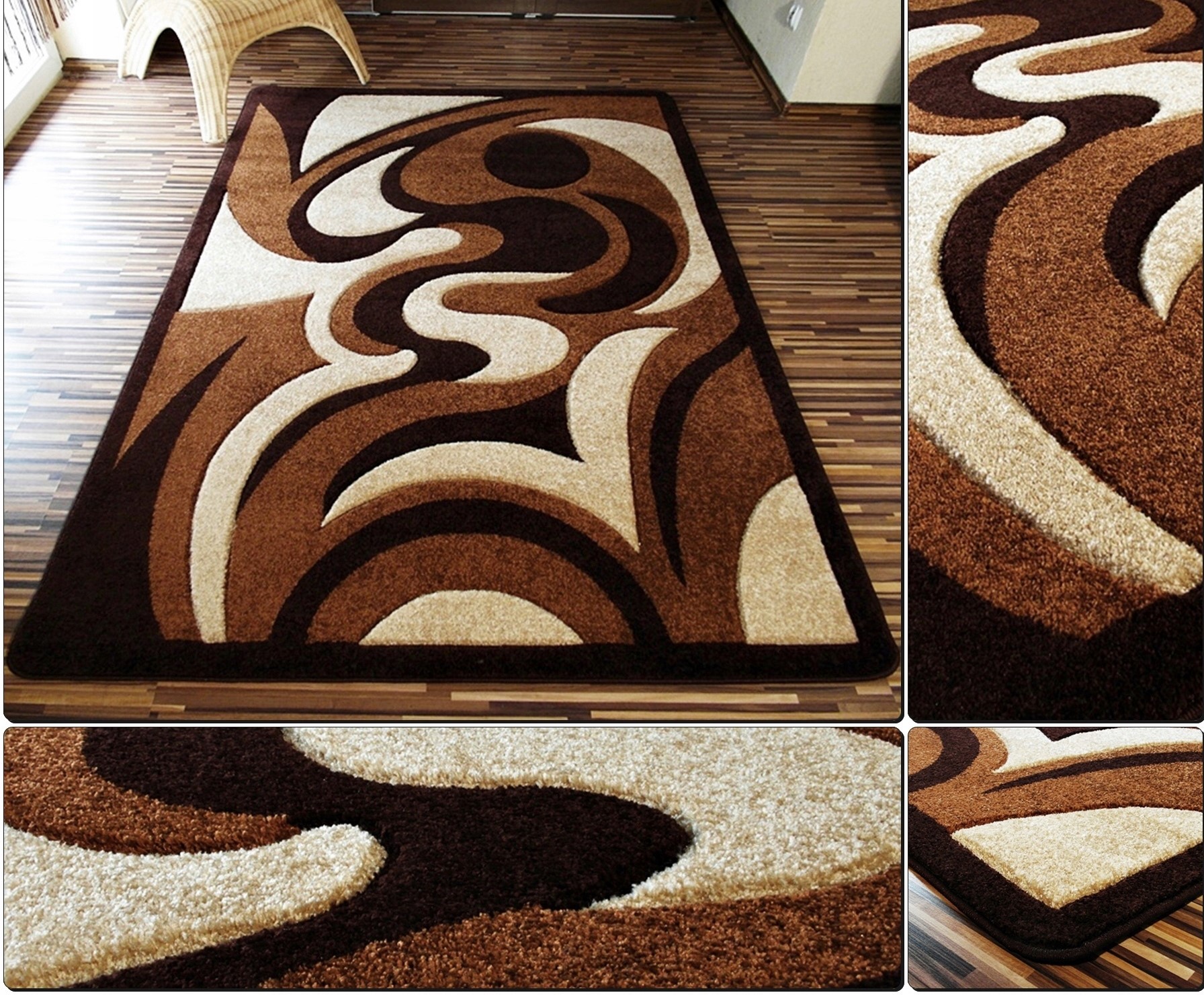 shopJK SZŐNYEG FUSHE RÖVID BOLYHOS BARNA 02037C Rozmery: 140 x 190