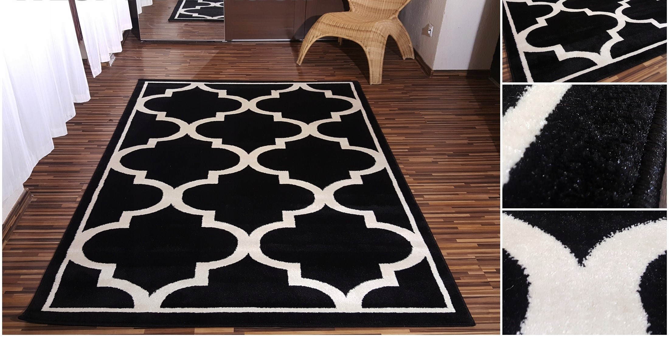 shopJK SZŐNYEG FUSHE RÖVID BOLYHOS FEKETE - FEHÉR 02262-C Rozmery: 120 x170