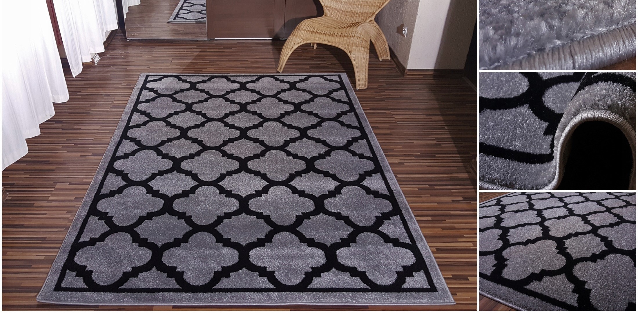 shopJK SZŐNYEG FUSHE RÖVID BOLYHOS SZÜRKE-FEKETE - 02198-C Rozmery: 160 x 220