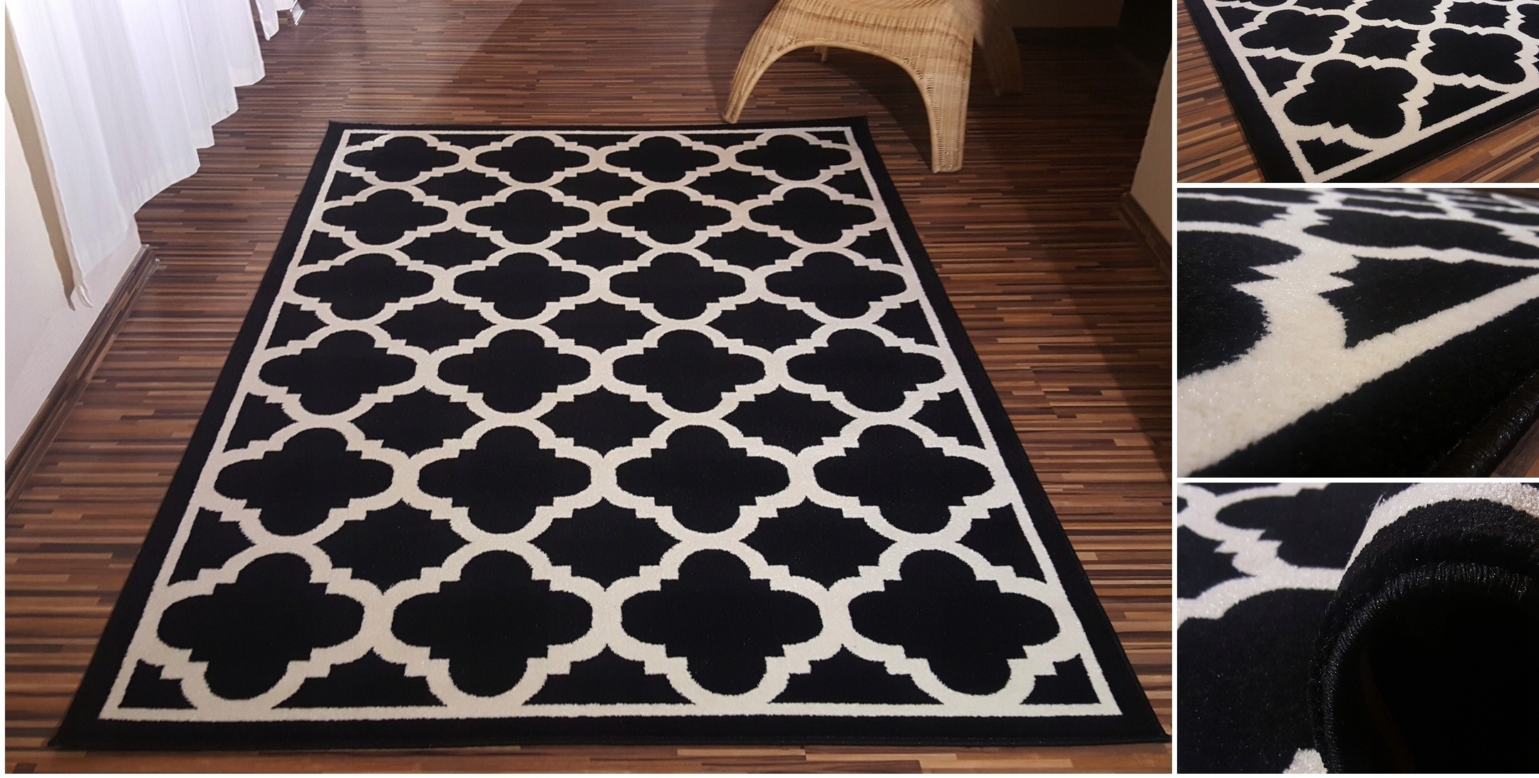 shopJK SZŐNYEG FUSHE RÖVID BOLYHOS FEKETE - FEHÉR 02198-C Rozmery: 160 x 220