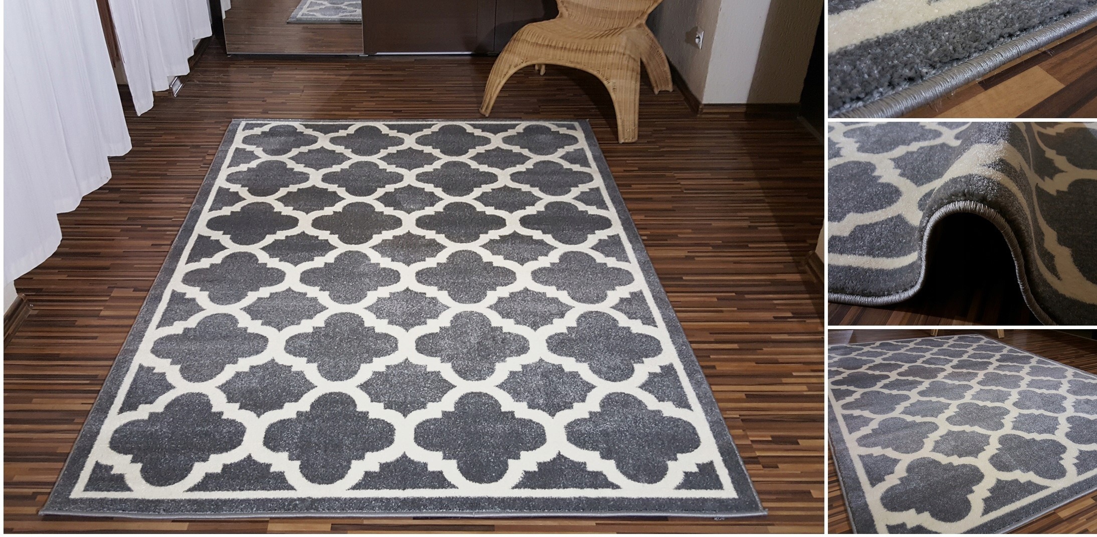 shopJK SZŐNYEG FUSHE RÖVID BOLYHOS VILÁGOS SZÜRKE - FEHÉR 02198-C Rozmery: 120 x170