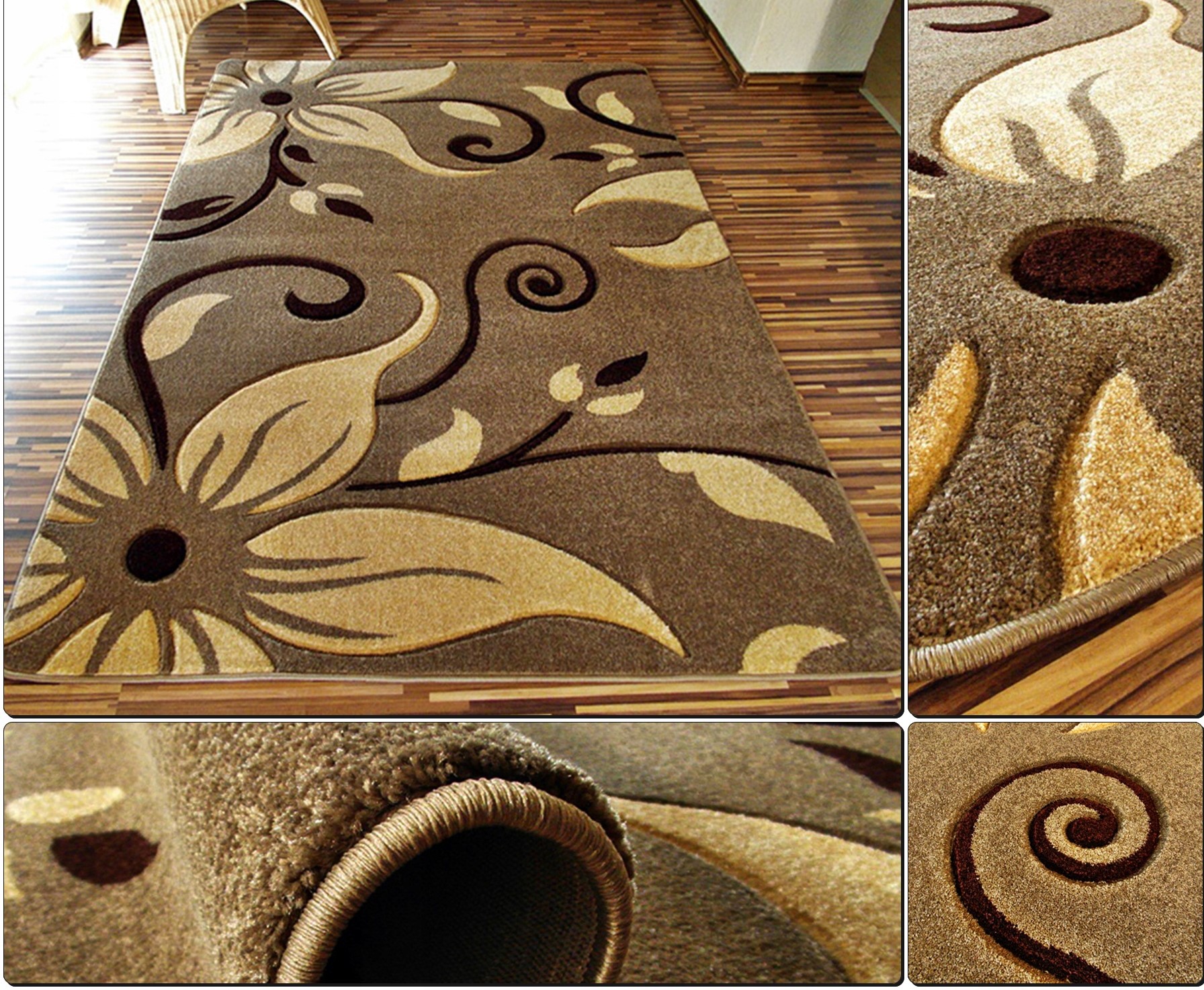 shopJK SZŐNYEG FUSHE RÖVID BOLYHOS BARNA - BÉZS  02043B Rozmery: 140 x 190