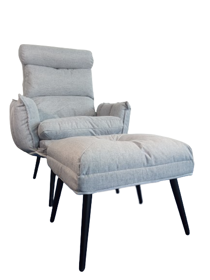 ShopJK FÜLES FEKVŐ FOTEL LÁBTARTÓVAL S1988 VILÁGOSSZÜRKE