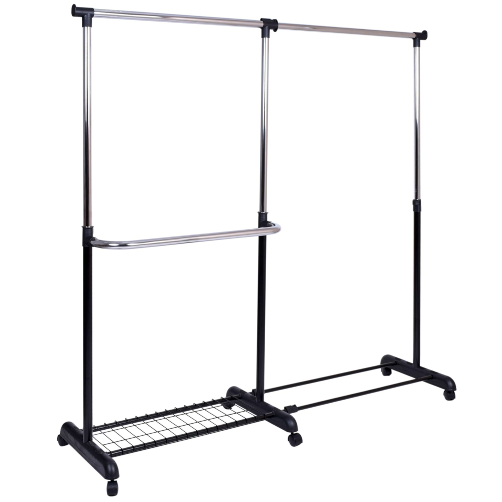 ShopJK RUHATARTÓ ÁLLVÁNY KEREKEKKEL - RUFO - FEKETE