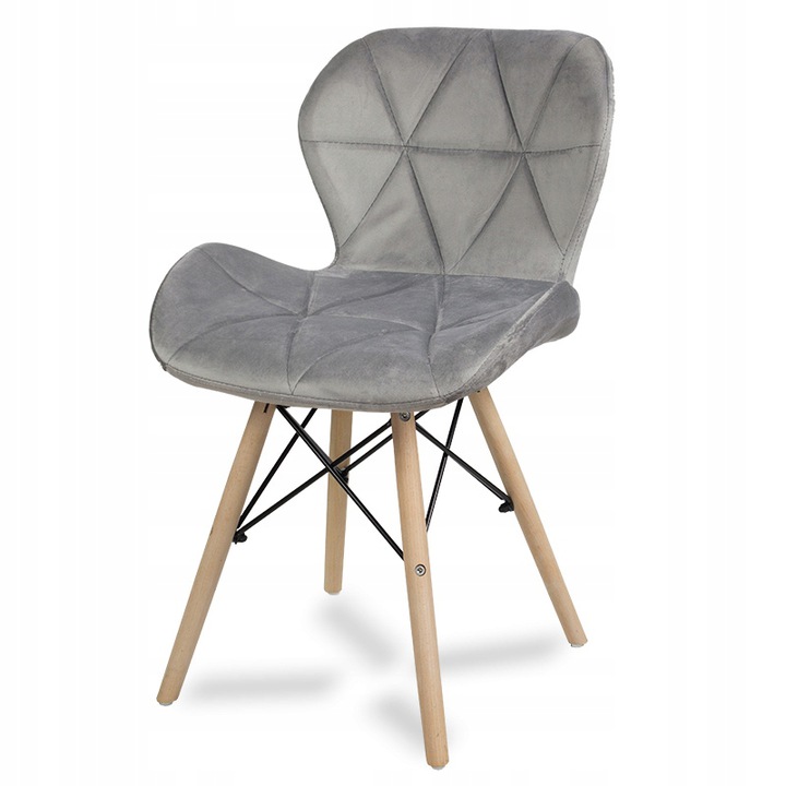 ShopJK VILÁGOS SZÜRKE SZÉK VELÚR, SKANDINÁV STÍLUS