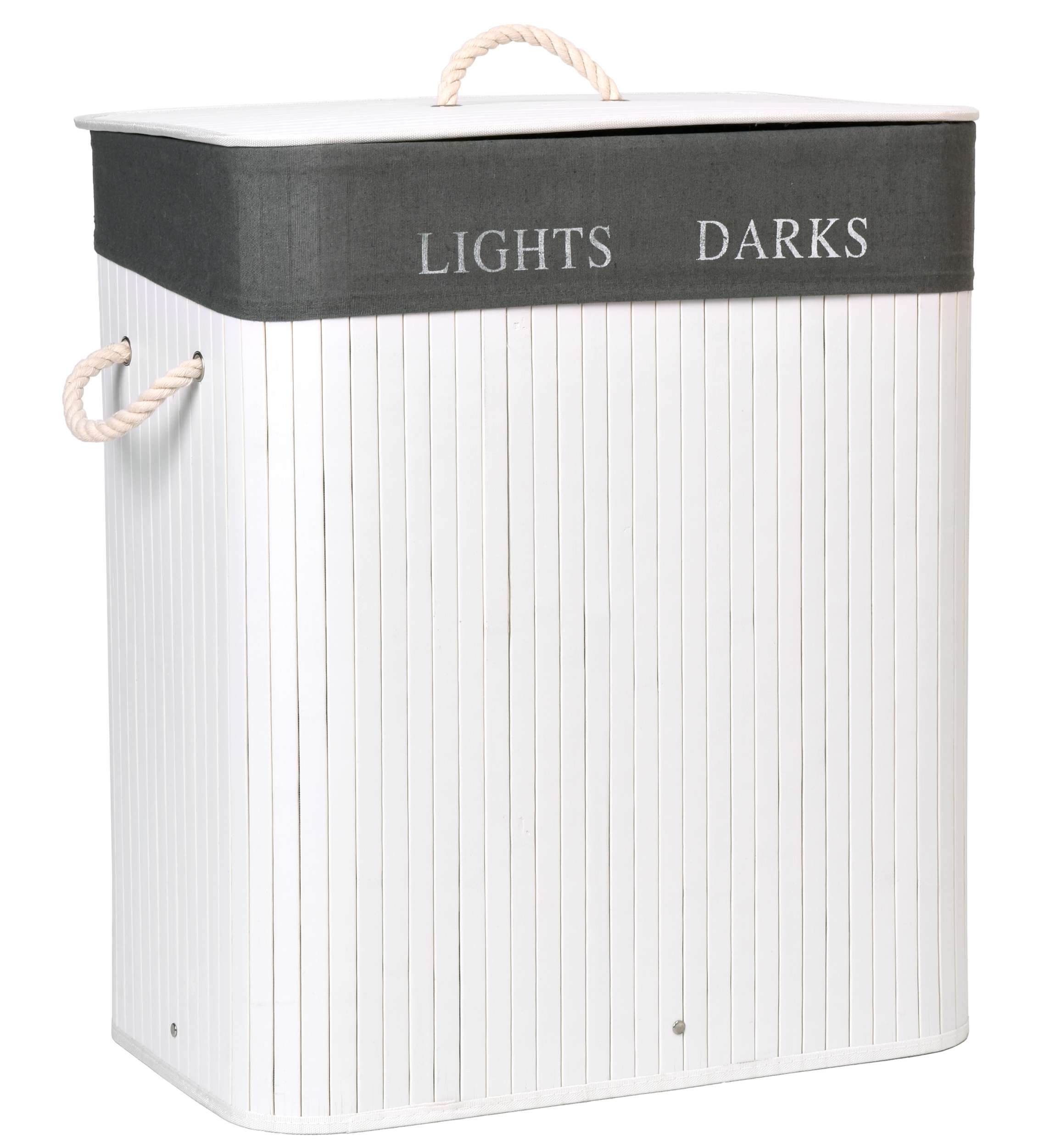 JAKS BAMBUSZ SZENNYESKOSÁR 100L - FEHÉR-SZÜRKE