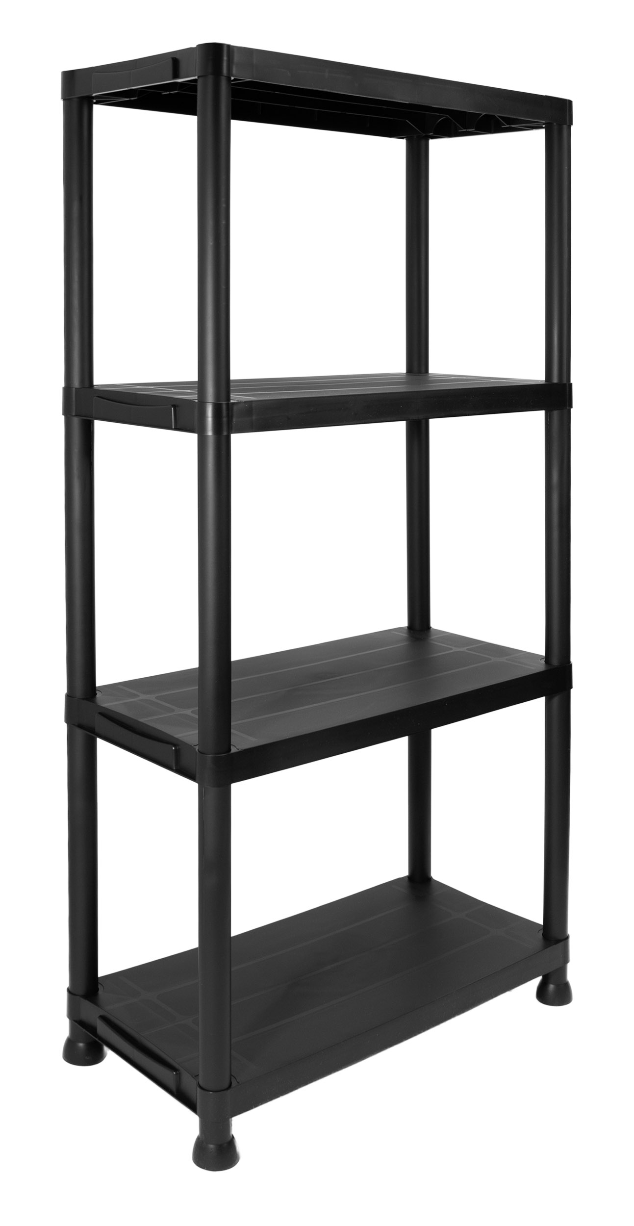 JAKS FEKETE MŰANYAG ÁLLVÁNY 4 POLCOS IRVING 131X61X31CM