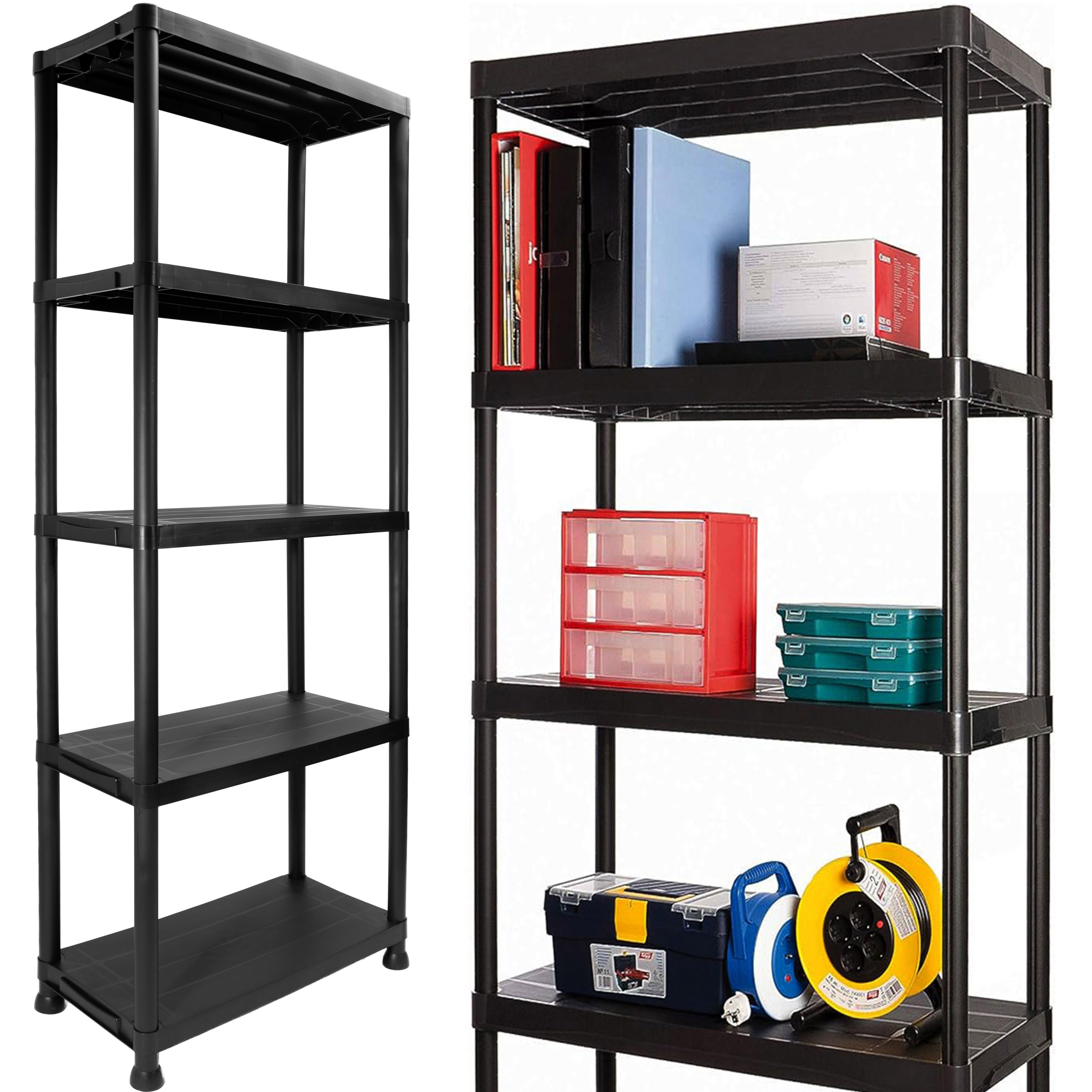 JAKS FEKETE MŰANYAG POLC ÁLLVÁNY 5 POLCOS IRVING 171X61X31CM