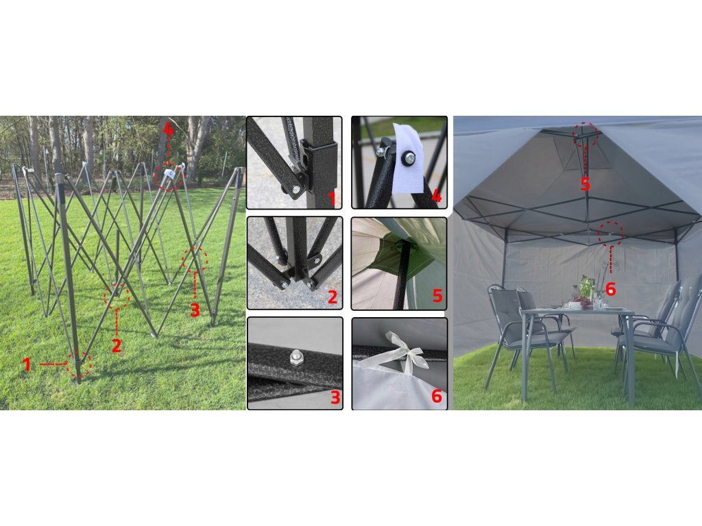 shopJK PROFI OLLÓS ACÉL KERTI SÁTOR 3X3M BÉZS