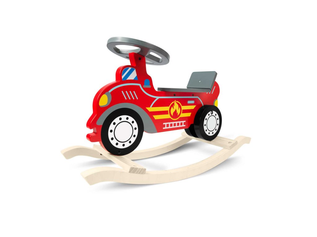 JAKS FÁBÓL KÉSZÜLT HINTAKOCSI - TŰZOLTÓK PIROS