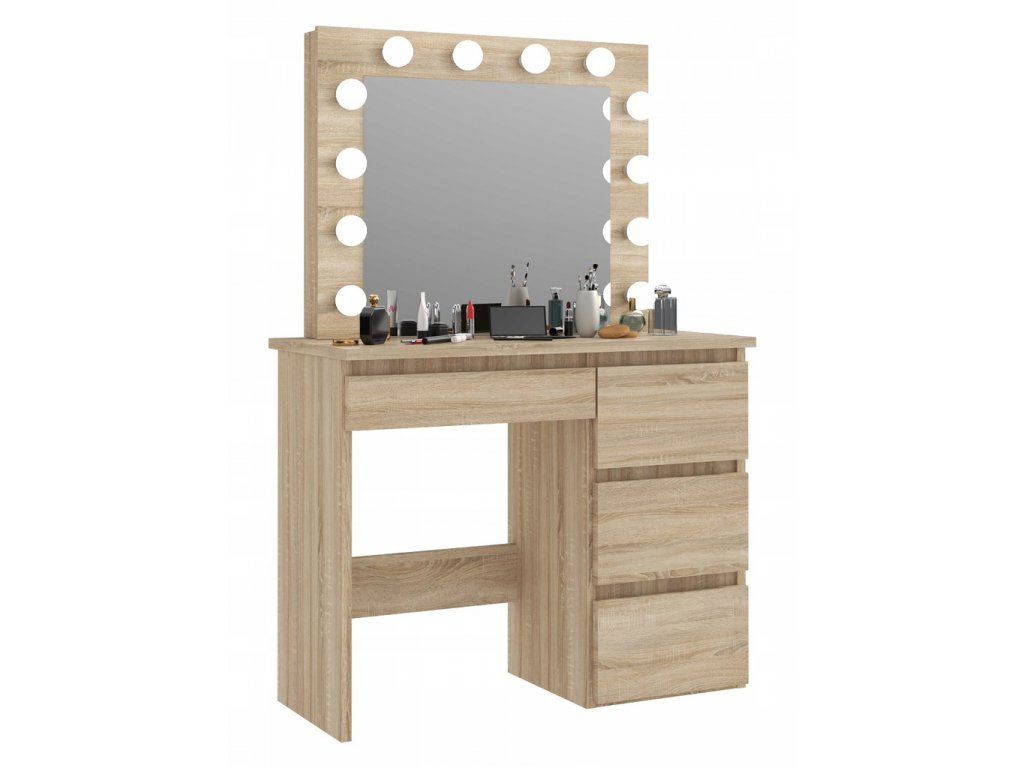 JAKSJK FÉSÜLKÖDŐASZTAL HOLLYWOOD PREMIUIM LED VILÁGÍTÁSSAL TL08 TÖLGYFA