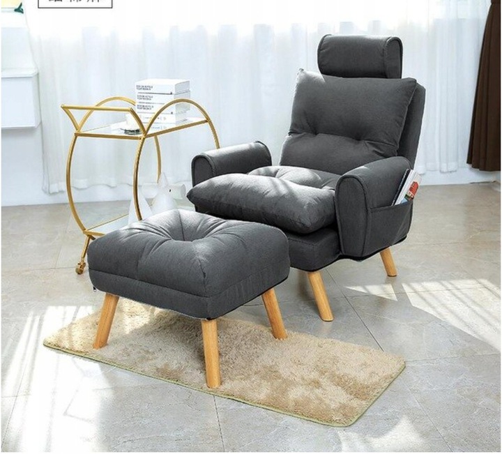 shopJK ÁLLÍTHATÓ FOTEL LÁBTARTÓVAL, SÖTÉT SZÜRKE S1380