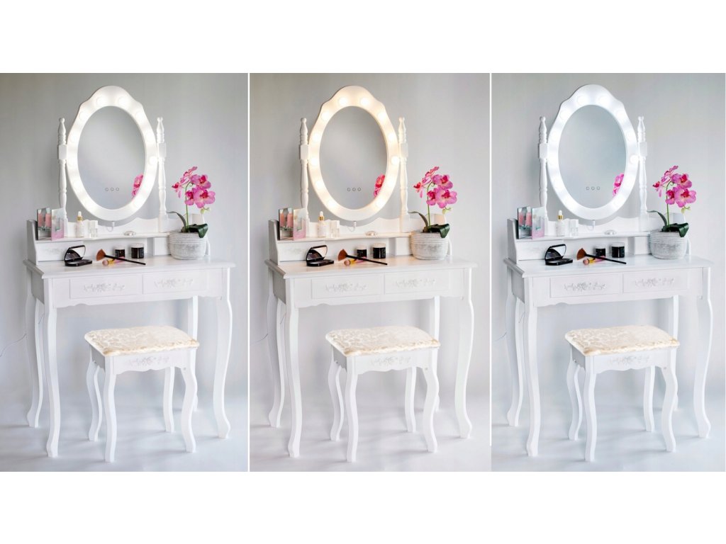 ShopJK FÉSÜLKÖDŐ ASZTAL LED VILÁGÍTÁSSAL - FEHÉR TL011