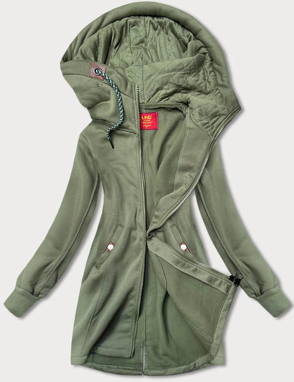 shopJK CIPZÁROS NŐI SZABADIDŐ FELSŐ - KHAKI AMG - 817A Veľkosť: L