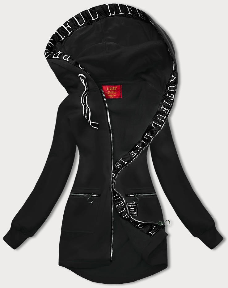 shopJK CIPZÁROS NŐI SZABADIDŐ FELSŐ - FEKETE, AMG-37 Veľkosť: XL