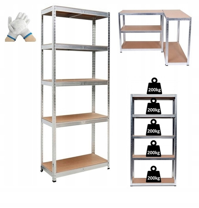 ShopJK CÍNKEZETT FÉMPOLC 205x120x45 teherbírás 1000 kg