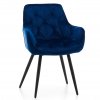 Modrá stolička s čiernymi nohami a prešívaním