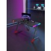 Fekete gamer asztal 140 cm RGB fényekkel BG01