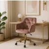 Forgatható irodai szék rózsaszín velúr arany lábakkal Konor