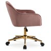 Forgatható irodai szék rózsaszín velúr arany lábakkal Konor