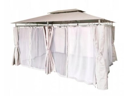 Foisor elegant de gradina 3X4 m bej + plase de tantari + pereti