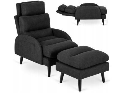 Scaun rabatabil cu taburet Henry negru