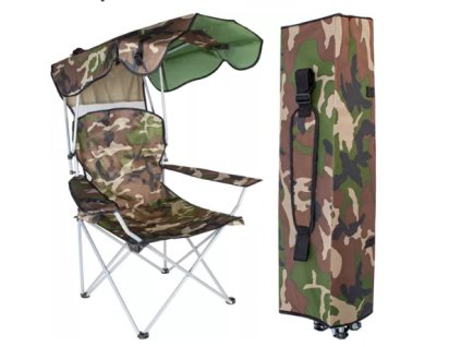 Scaun de pescuit cu copertină camuflaj Panama