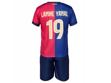 Lamine Yamal FC Barcelona tricou și pantaloni scurți vedere din spate