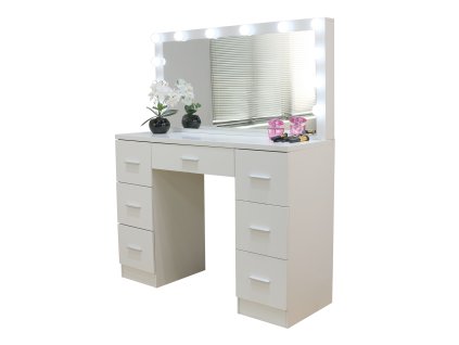 Masă de toaletă hollywood Deluxe cu iluminare LED albă