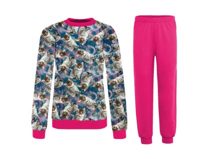 Pijama pentru copii cu pisicuțe roz