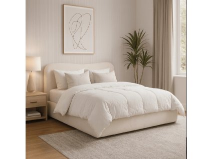 Prezentare pat Bristol bouclé 160 x 200 crem în cameră