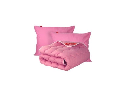 Plapumă și 2 perne roz