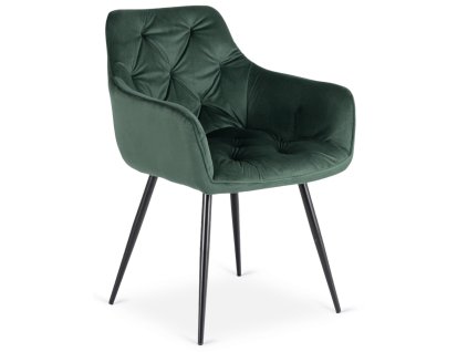 Scaun de dining din velur verde Modesto