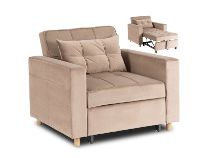 Fotoliu extensibil Solor velur bej