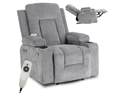 Prezentare fotoliu de masaj Box 2 țesătură gri închis