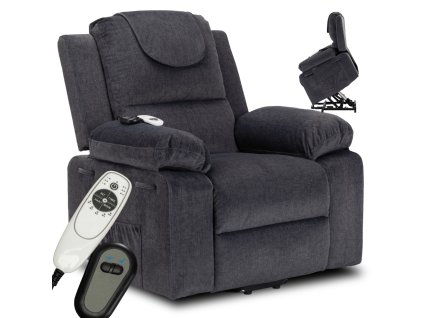 Fotoliu de masaj Fenix din țesătură gri închis