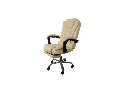 Scaun de birou reglabil din piele ecologica bej BOSS